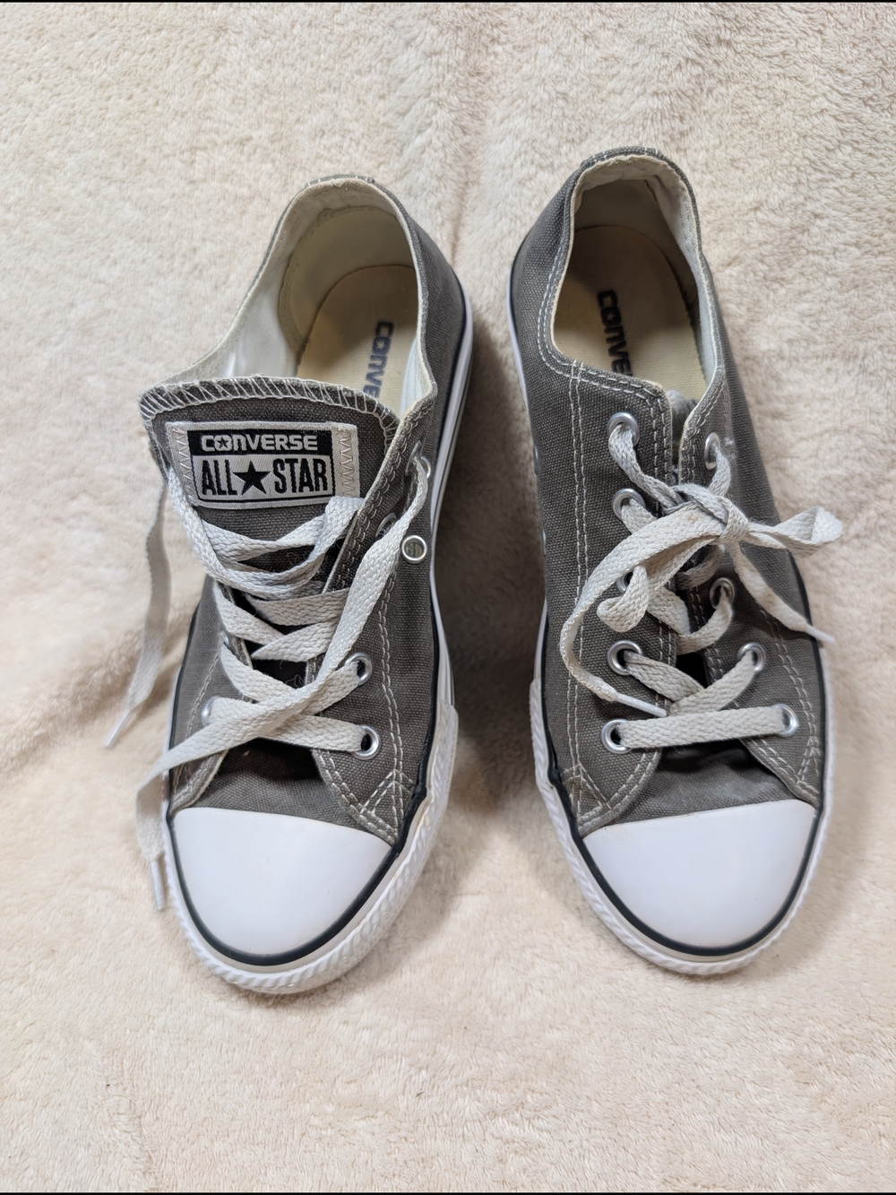 Converse All Star Low Top Sneakers - Gray and White Youth 3